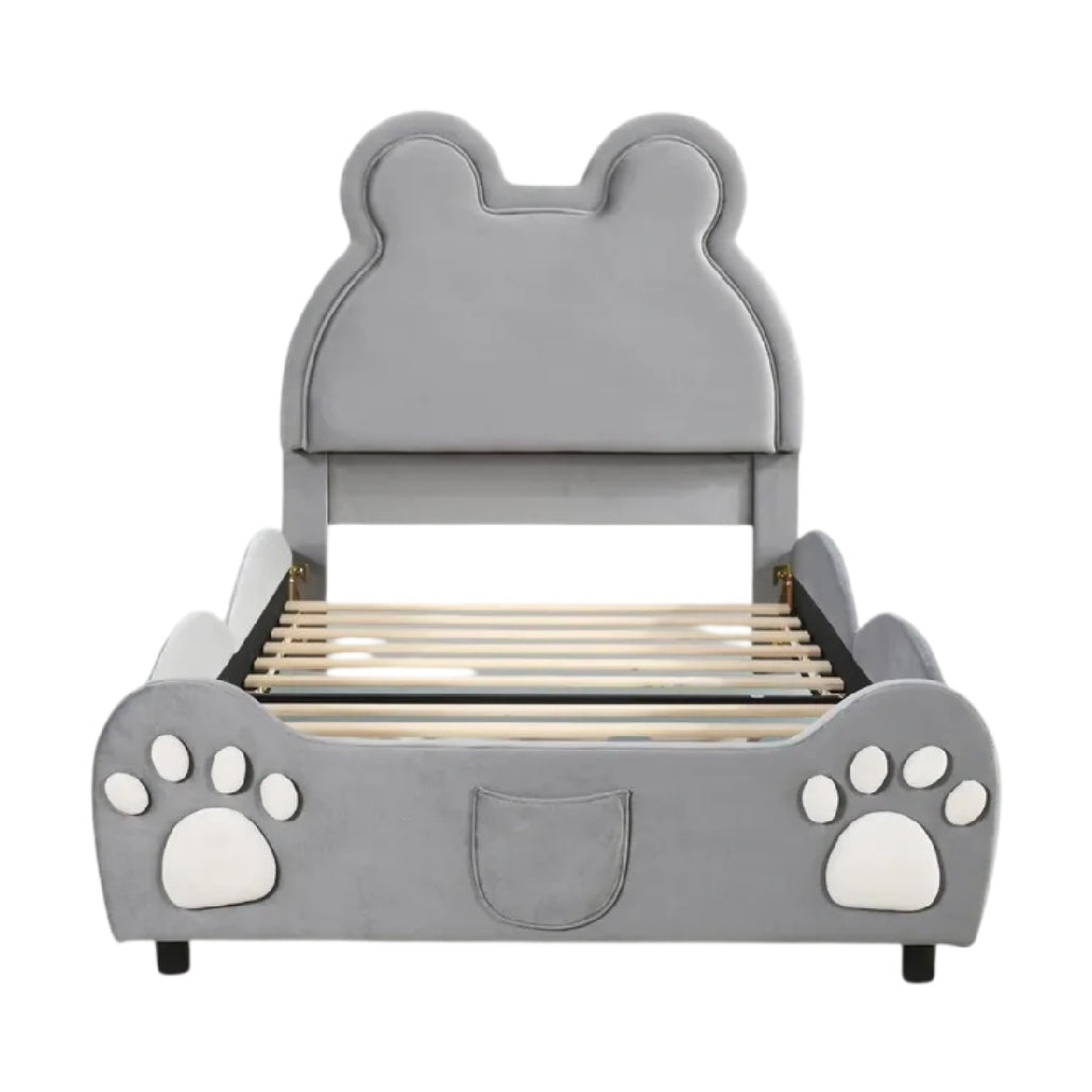 **Lit enfant en forme d'ours avec tête de lit rembourrée**