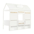 **Maison de jeu en bois blanche avec fenêtres et balustrade**